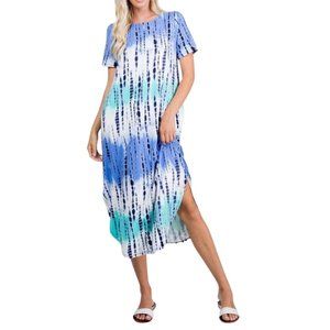 Boutique Soft P&Rose Long Dress Blue NWT‎